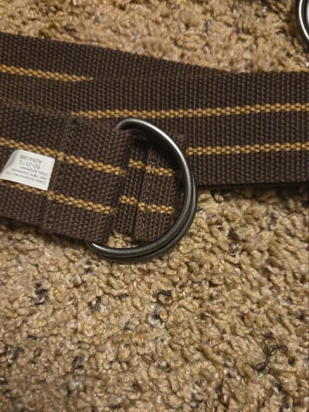 Brown Striped Webbing D-Ring Belt - 4 Pack (47 Inches Long)